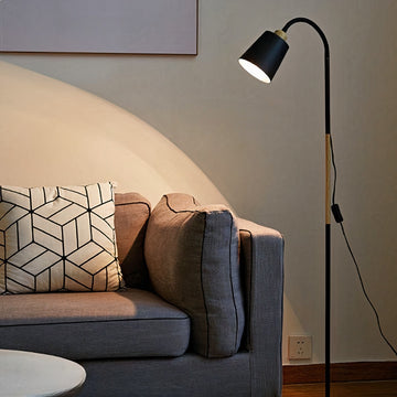 Modern Iron & Wood Standing Floor Lamp